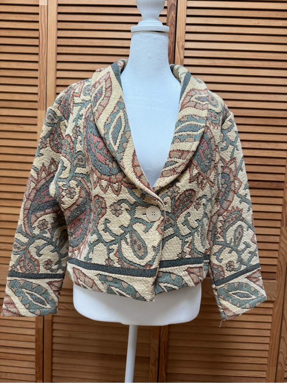Vintage 90’s Sugar Street Weavers Tapestry Jacket Woven Paisley Art To Wear M